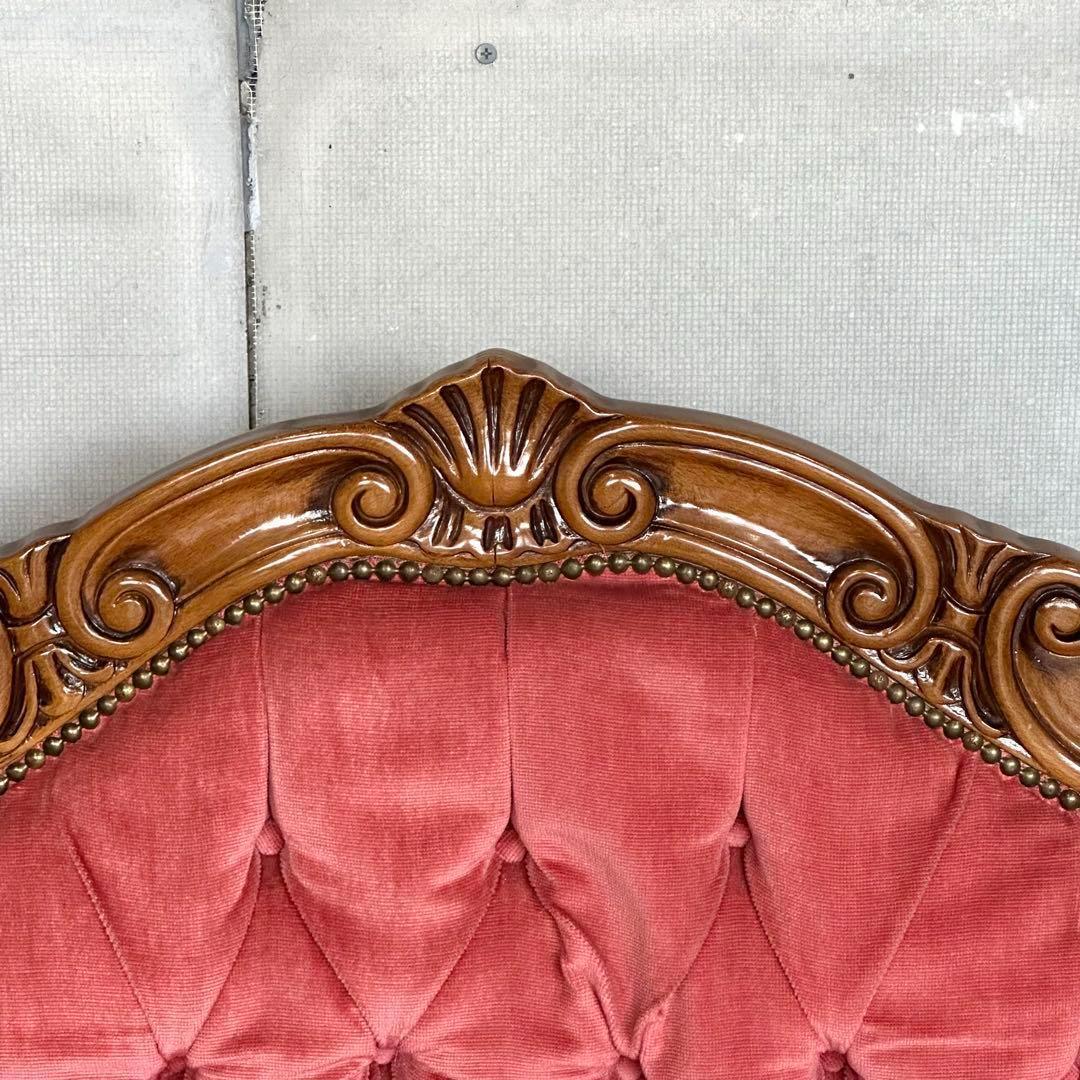 ♕ ロココ調 ✦ 木彫ベルサイユソファー ✦ 気品の2人掛け ♕ベルベット