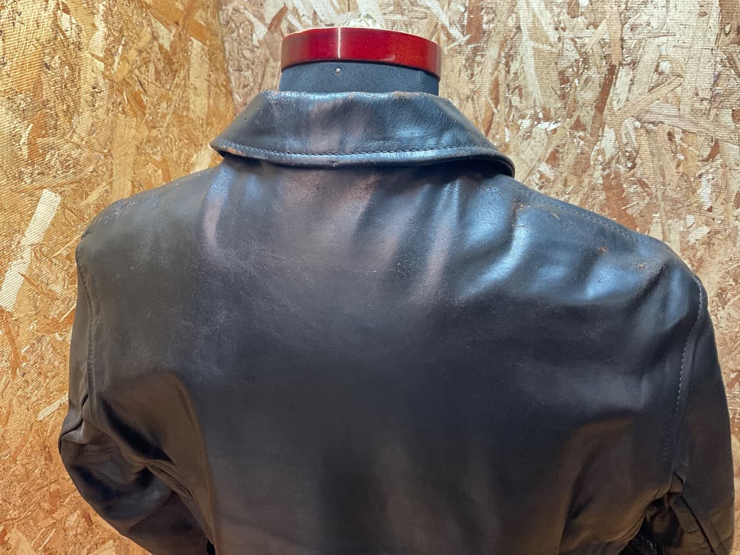 エアロレザー 飛行機タグ 90s ハーフベルテッド ホースハイド ライダース