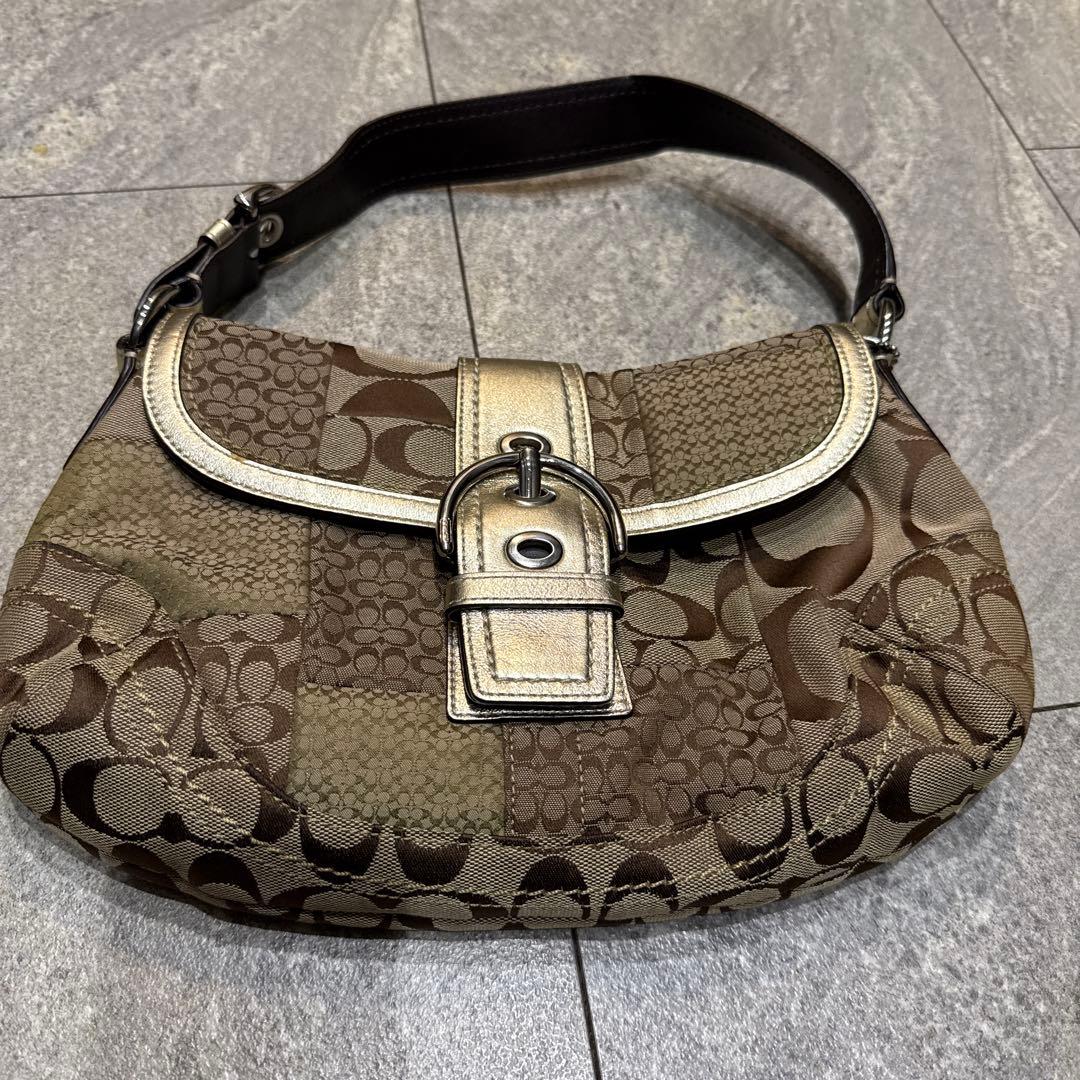 ブラウン系パッチワークショルダーバッグ