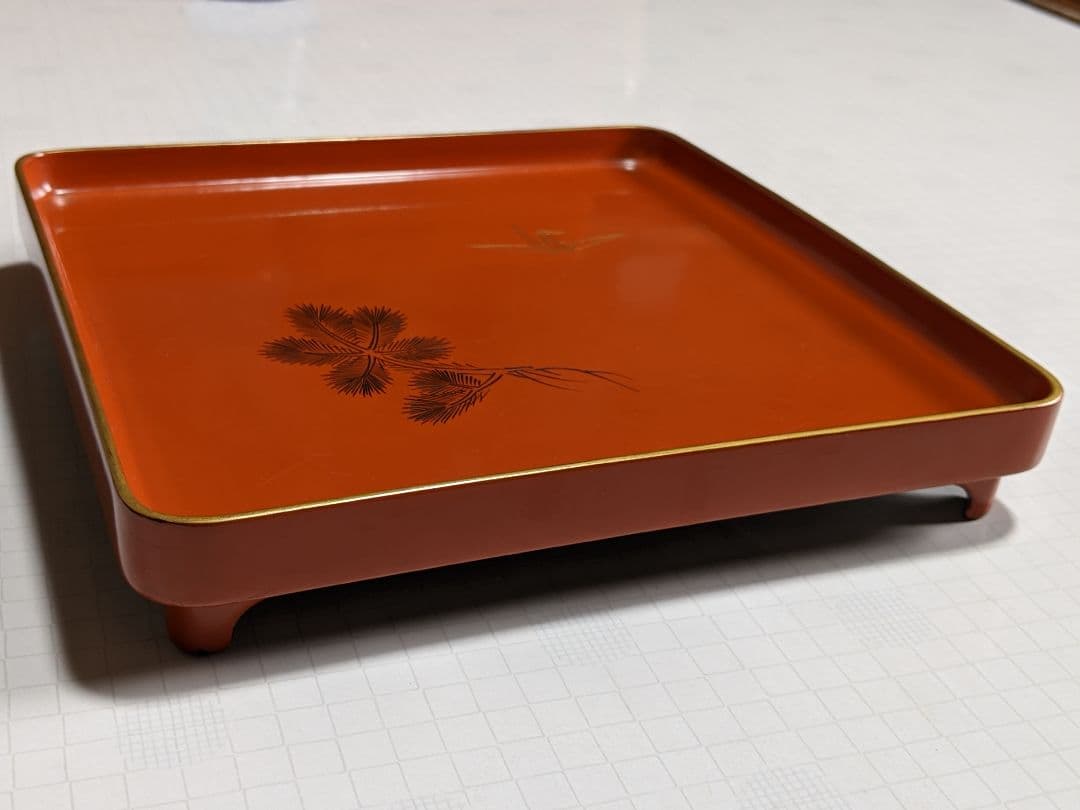 「折鶴＆松」朱漆小膳 10客 アンティーク
