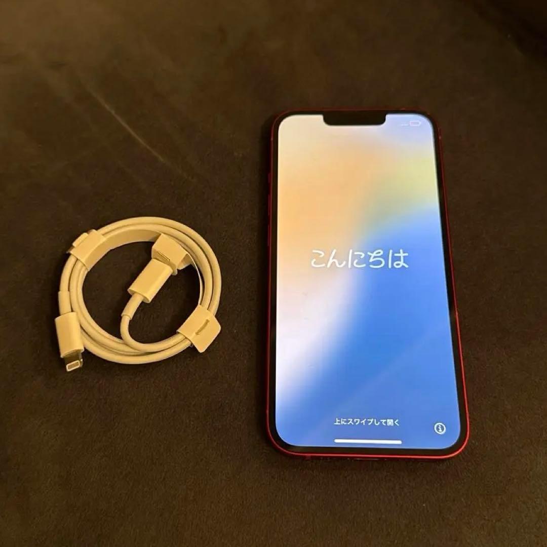 iPhone 13 RED 128GB SIMフリー 本体、純正ケーブル
