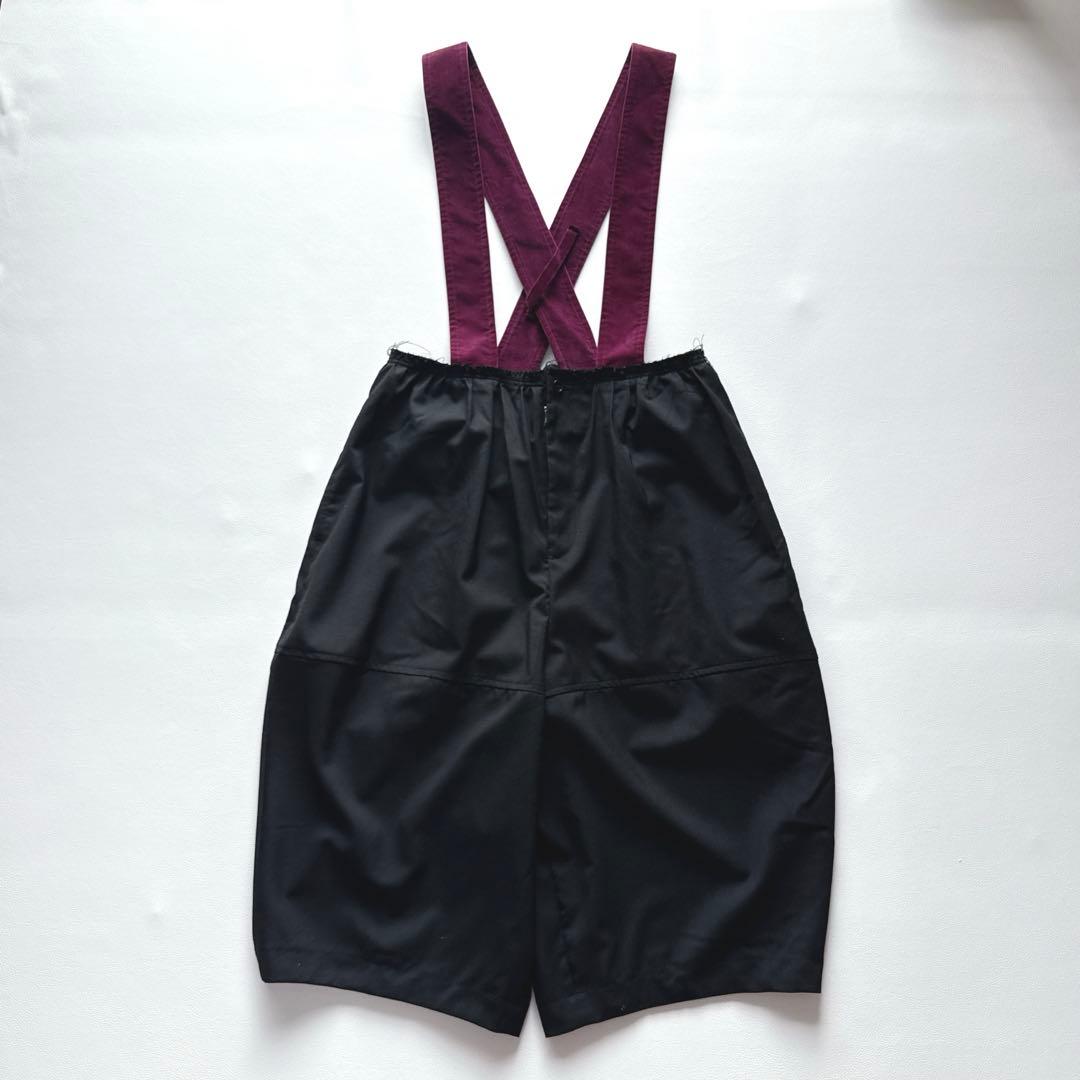 BLACKコムデギャルソン 吊りズボン　サロペット　ベロア　紫黒　サムエルパンツ