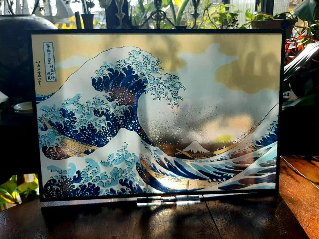 廃盤希少☆大判！富嶽三十六景 神奈川沖浪裏◇葛飾北斎 ステンドグラス　波　富士