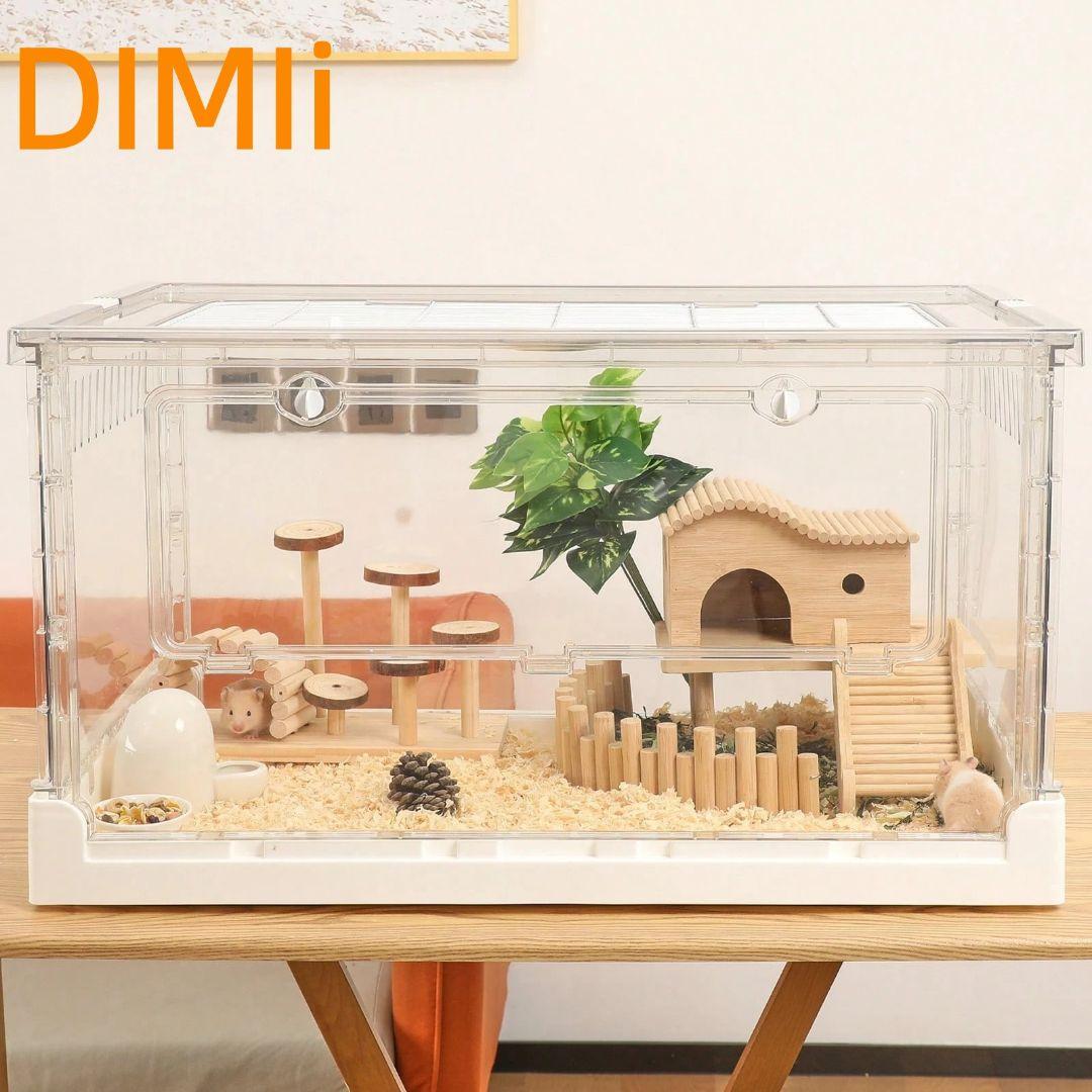 ハムスターケージ＆モルモット、小動物ペット用の完全透明で な大型アクリルケージ