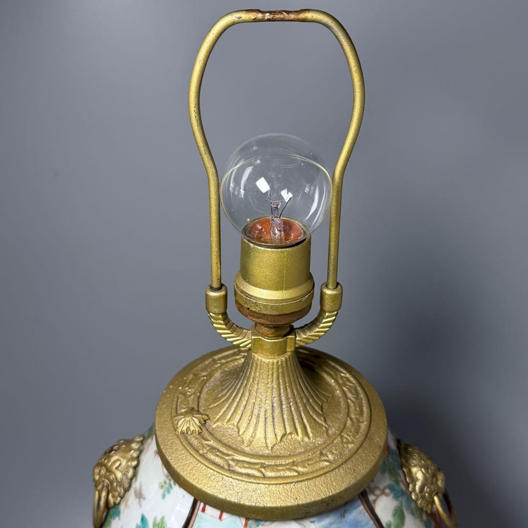 明治時代　肥碟山信甫造　ランプスタンド　高さ57cm　名品　有田焼　里帰り品