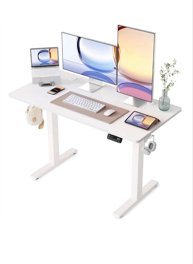 YIHAYO 電動昇降式デスク　ホワイト 高さ70-115cm