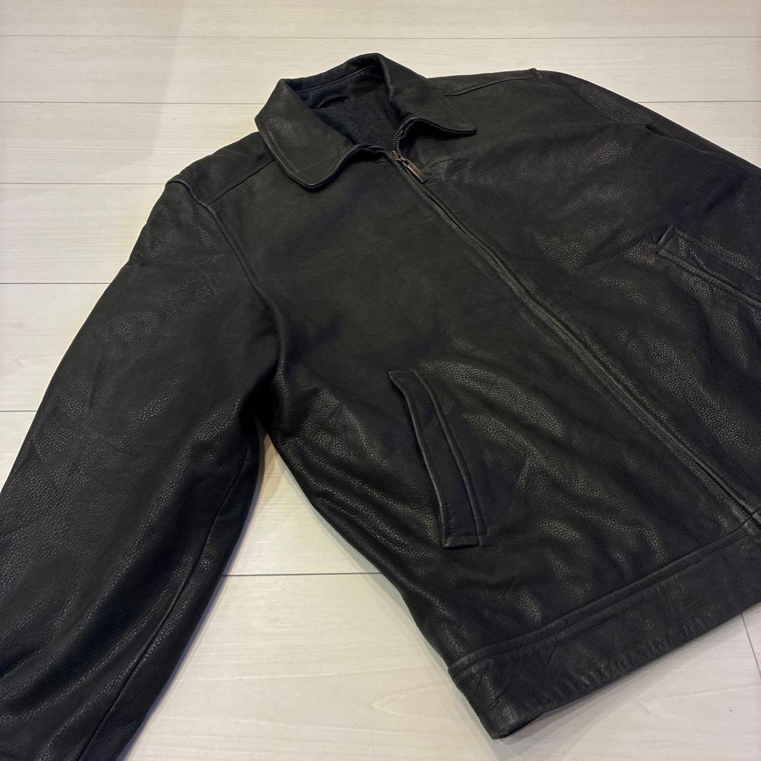 ヴィンテージ レザージャケット 本革 裏地 ウール シボ オールレザー シングル