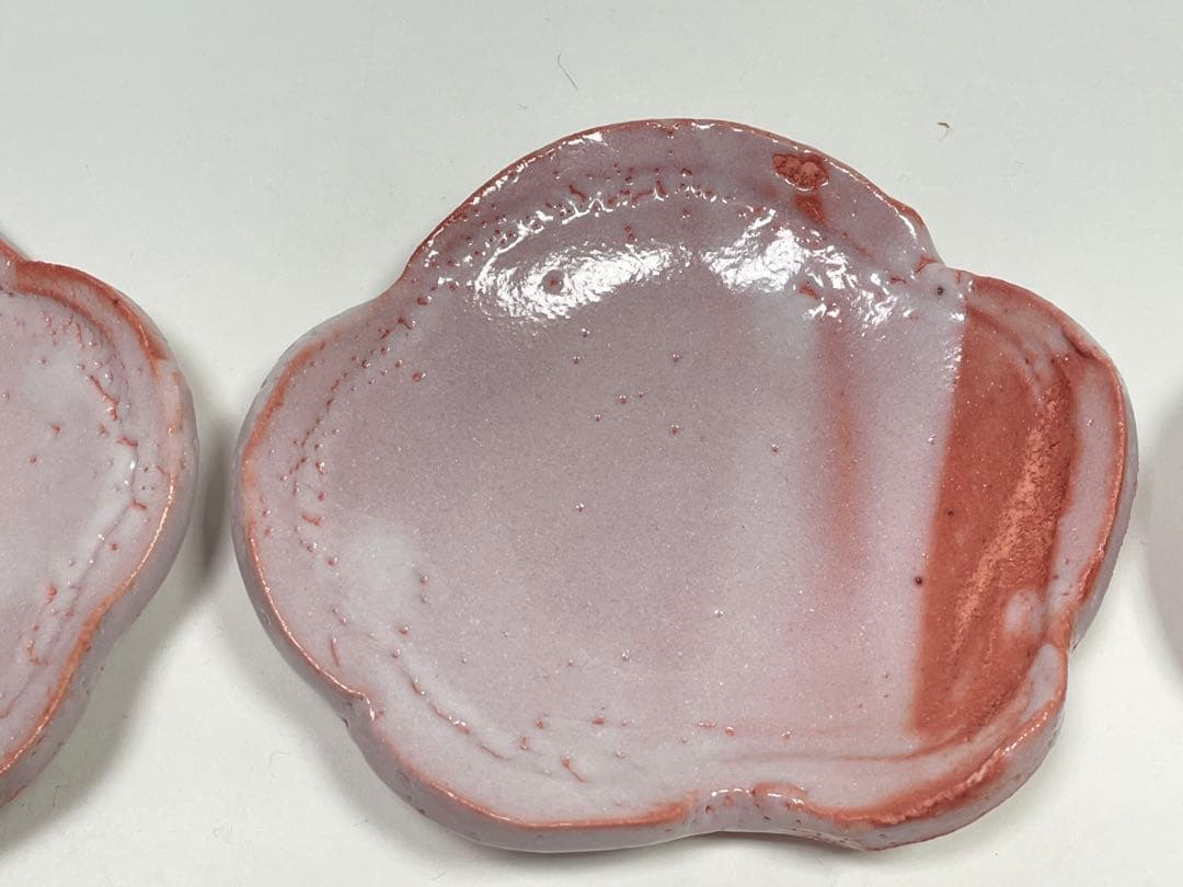 【和食器】　林正太郎　『絵志野梅形銘々皿』5枚　共箱　小皿　菓子皿