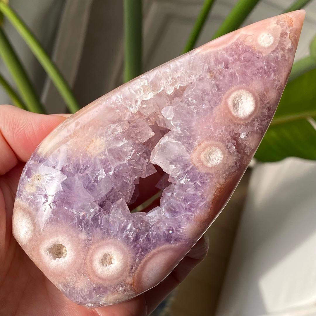 【 高品質 ピンクアメジスト フラワーアゲート 原石 フレイム 約251g 】