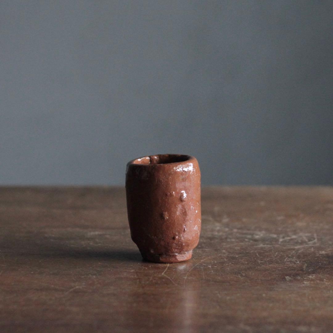 手びねり 赤楽 筒盃 酒器 ぐい呑み 古道具 アンティーク