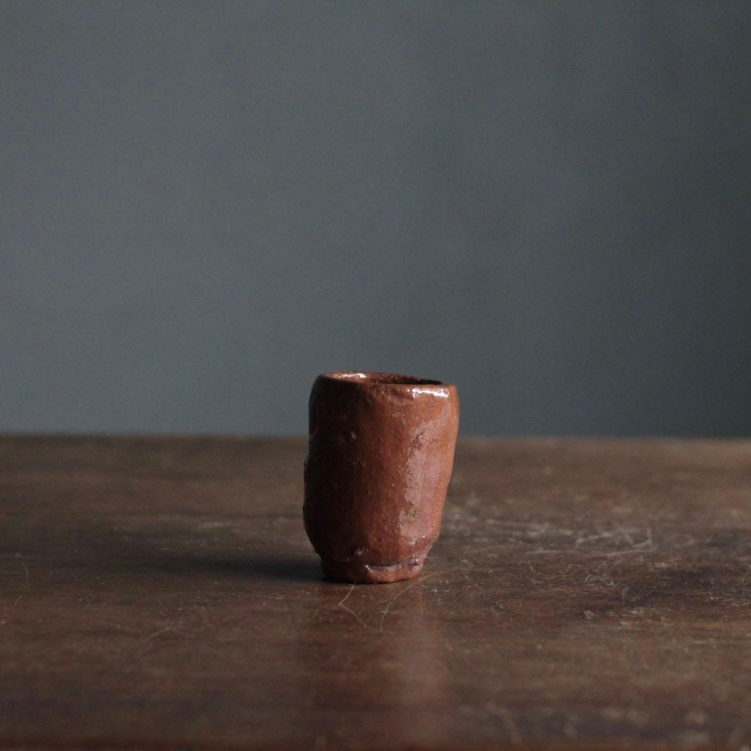 手びねり 赤楽 筒盃 酒器 ぐい呑み 古道具 アンティーク