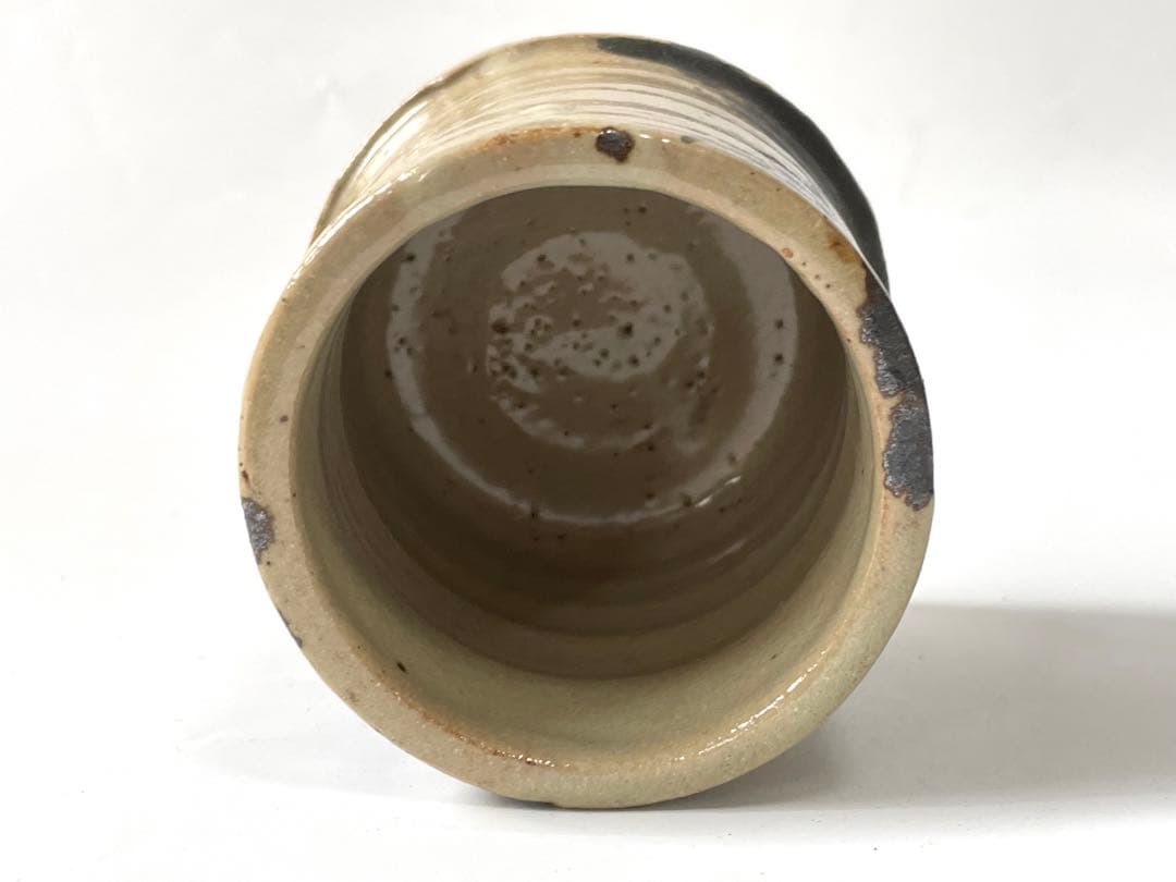 陶芸家　人間国宝　濱田庄司　浜田庄司　初窯　鉄絵　筆筒　筆立て