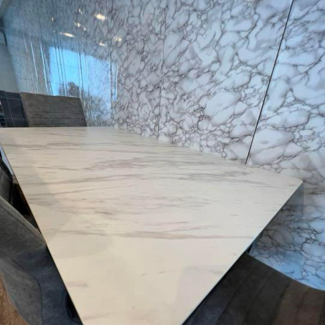 HG　 大理石調ダイニングセラミックテーブル（ホワイト）