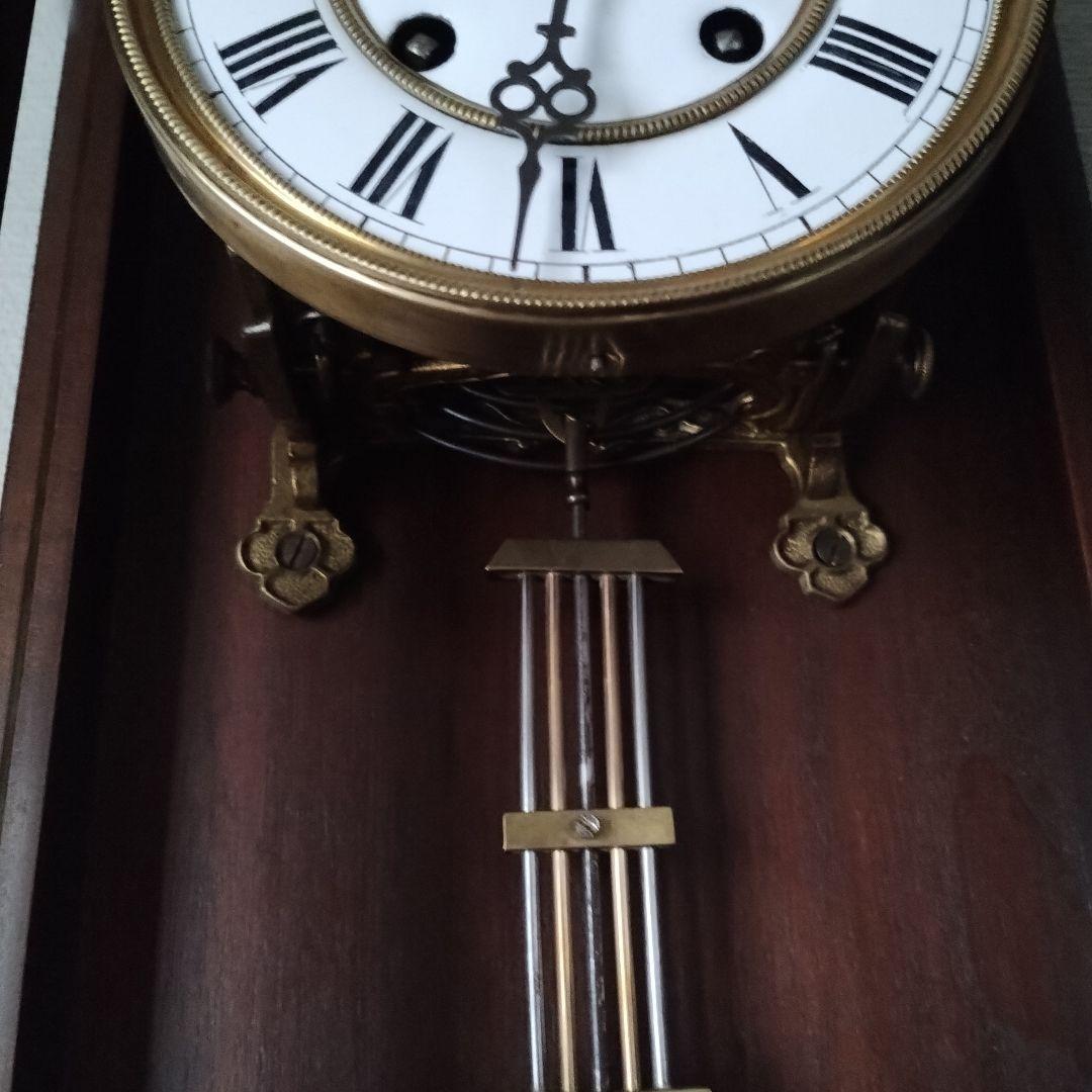 ナ*ナ様 掛時計　３面ガラス　巻き鍵付き　柱時計 　ゼンマイ式