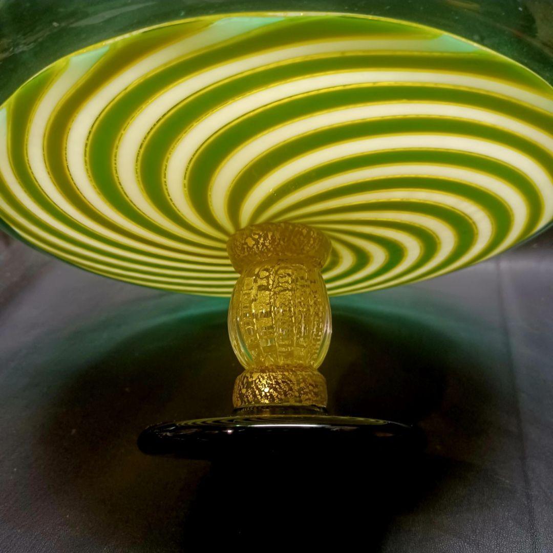 宮田高志 金彩 グリーン ライン コンポート フルーツ盛り皿