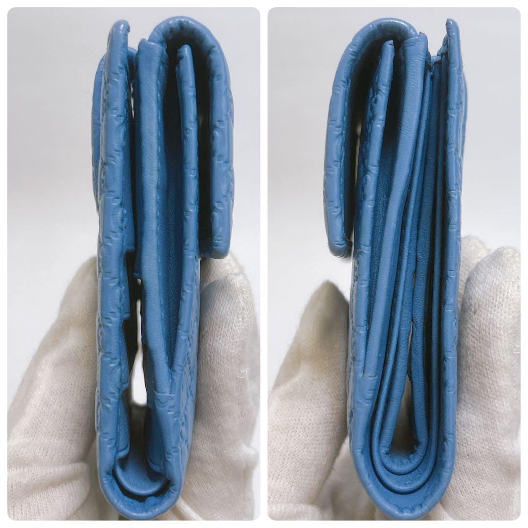 極美品✨レアカラー✨GUCCI グッチ 二つ折り財布 マイクロシマ GG レザー