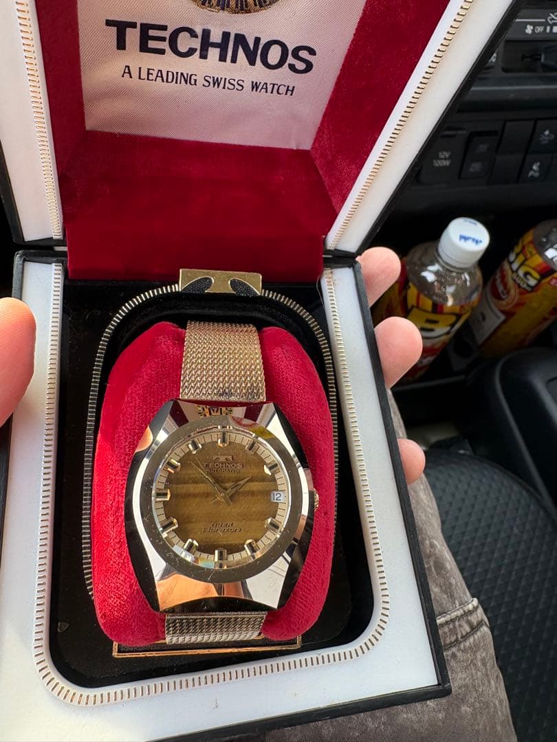 TECHNOS 自動巻き時計 ゴールド箱付き