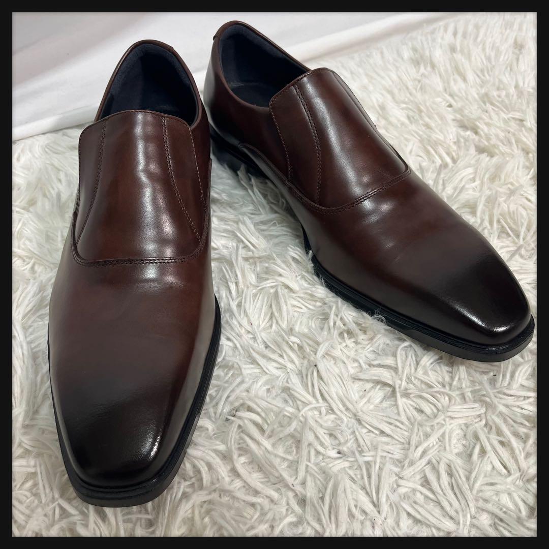 【未使用品】アシックス　ランウォーク　ブラウンレザー スリッポン 25cm