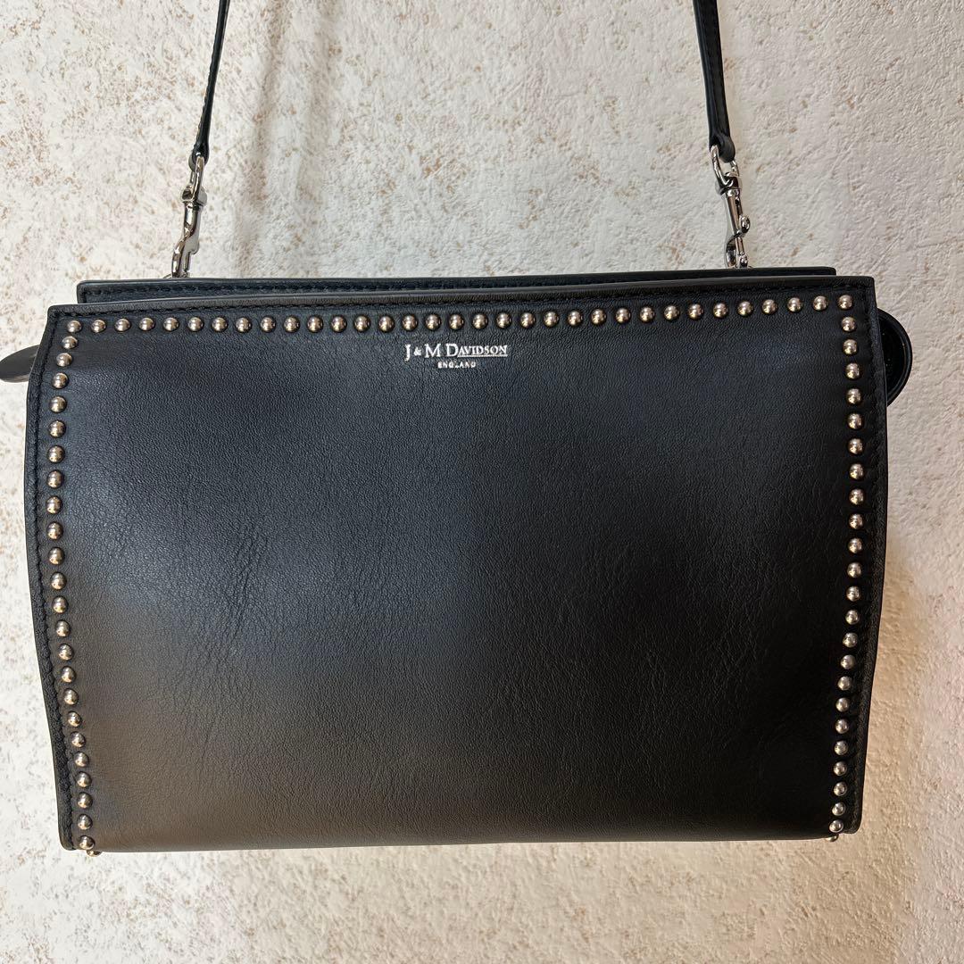 超美品 J&M DAVIDSON ブラックレザーショルダーバッグ