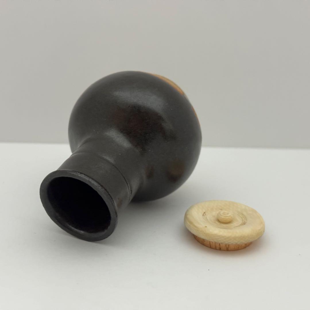 茶道具 暁窯 岡田暁山 利休鶴首写茶入 仕服添 茶道