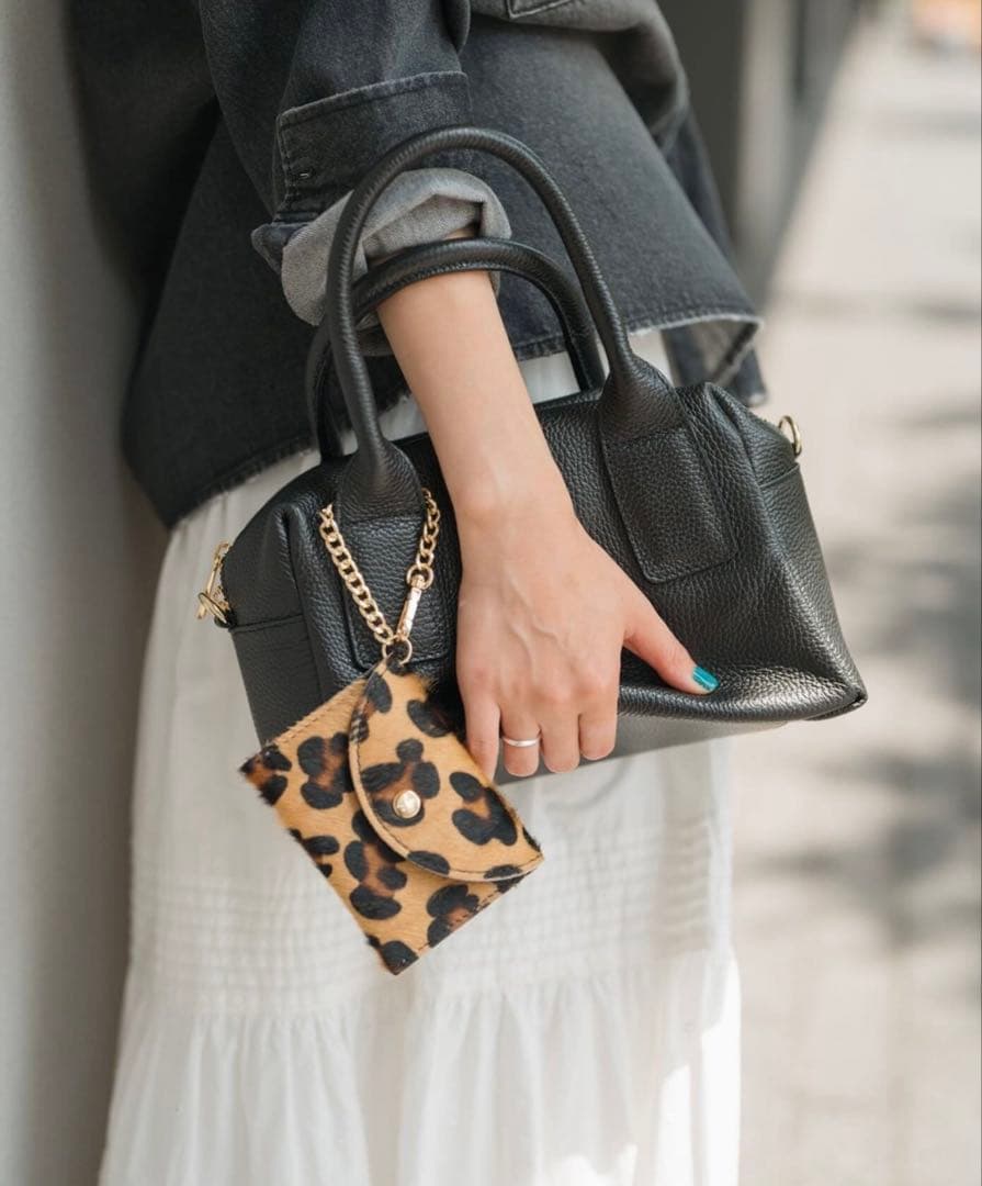 Spick and Span MILOSミニボストンレオパードカードケース付き