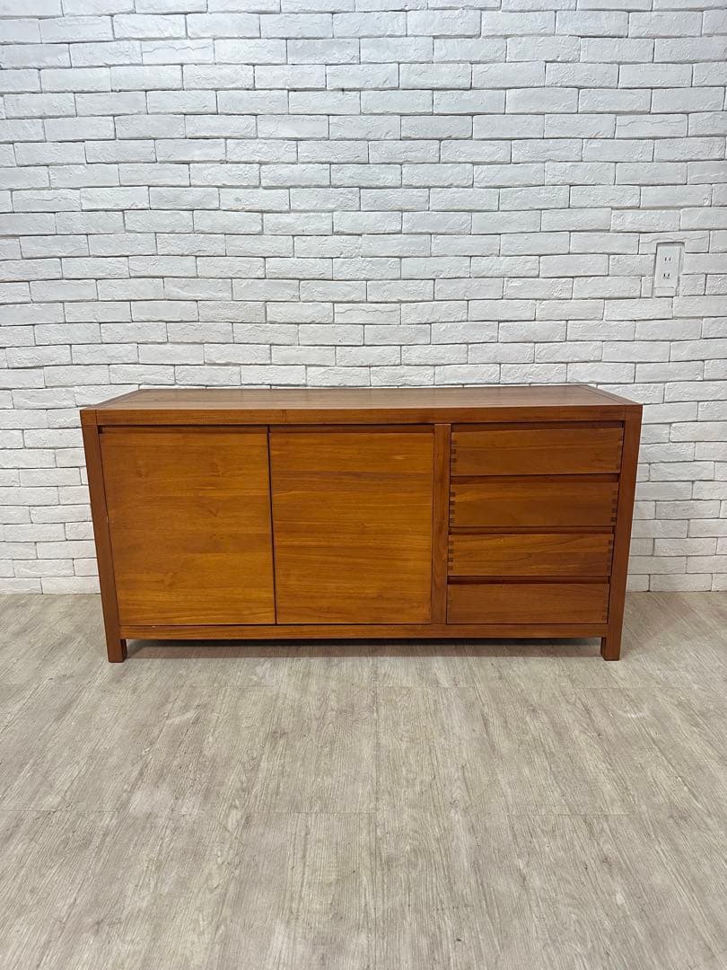 【東京都内23区配送無料】チーク材　サイドボード　キャビネット　チェスト　棚