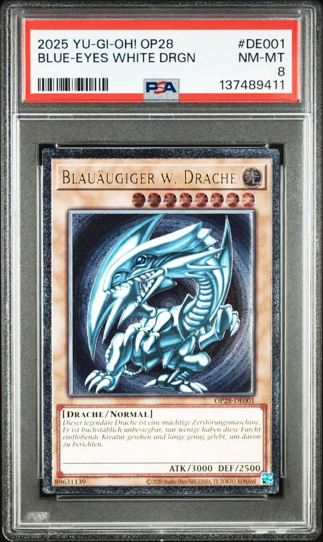 PSA8 ドイツ語　青眼の白龍　ブルーアイズ OTS28 遊戯王 レリーフ