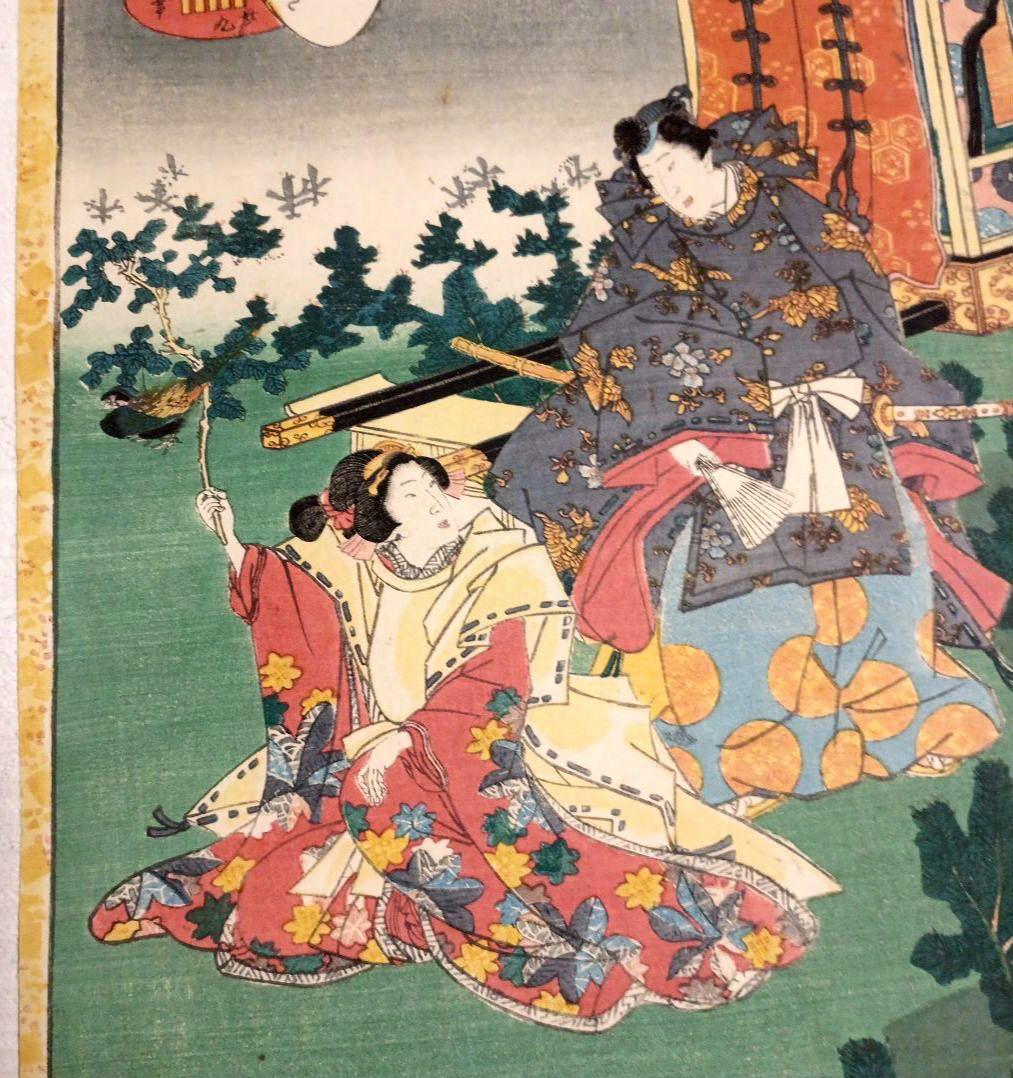 浮世絵版画、紫式部源氏かるた29番行幸、二代歌川国貞画、安政4年出版（1857)