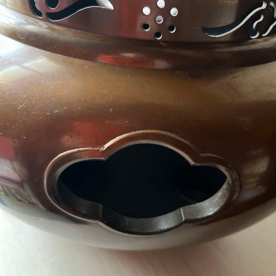 茶道具　風炉釜セット　美品鬼面切合風呂釜付き　鬼面風炉　電気炉付き　前瓦　灰付き