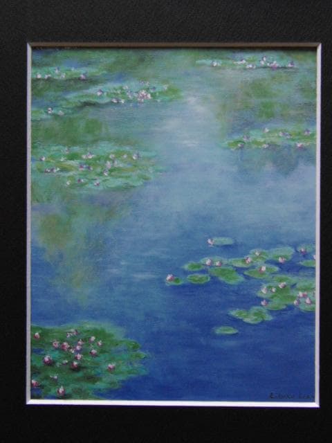 宇田喜久子、水辺―睡蓮―、希少な画集より、新品高級額、額装付