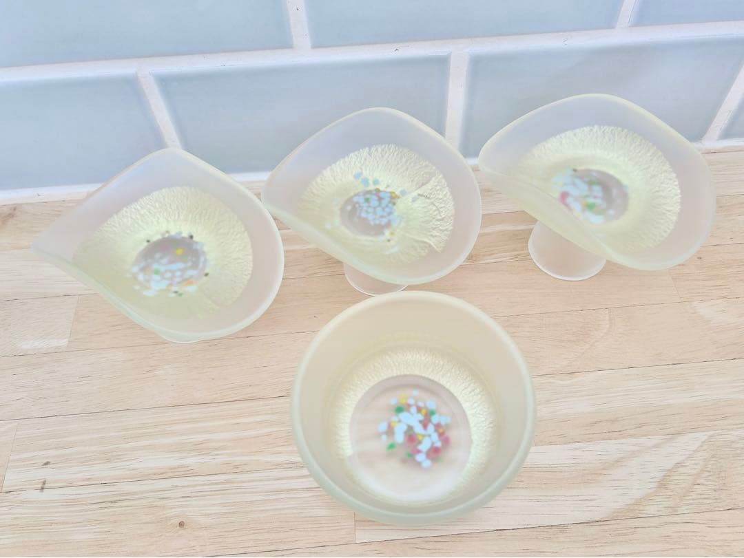 黒木国昭 金彩 鉢 ガラス 小鉢 向付 猪口 和食器 硝子 4点 まとめ売 美品