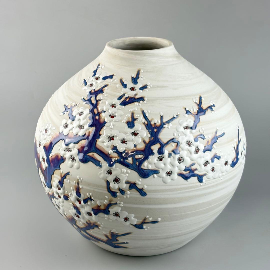 中国美術 景徳鎮 熊軍作 色絵 花瓶 花器