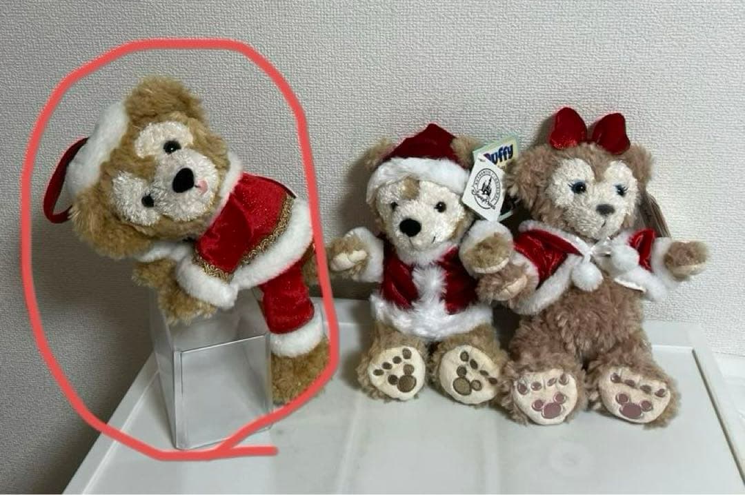 ダッフィー、シェリーメイのぬいぐるみ、ディズニーワールド、ポーチ（クリスマス）