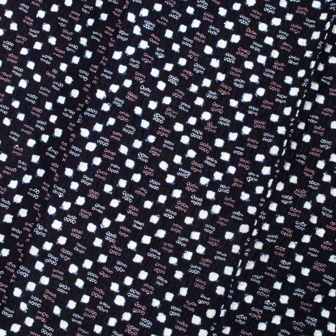 浴衣 有松絞り 市松文 紺 白 ライラック色 木綿 単衣 ゆかた