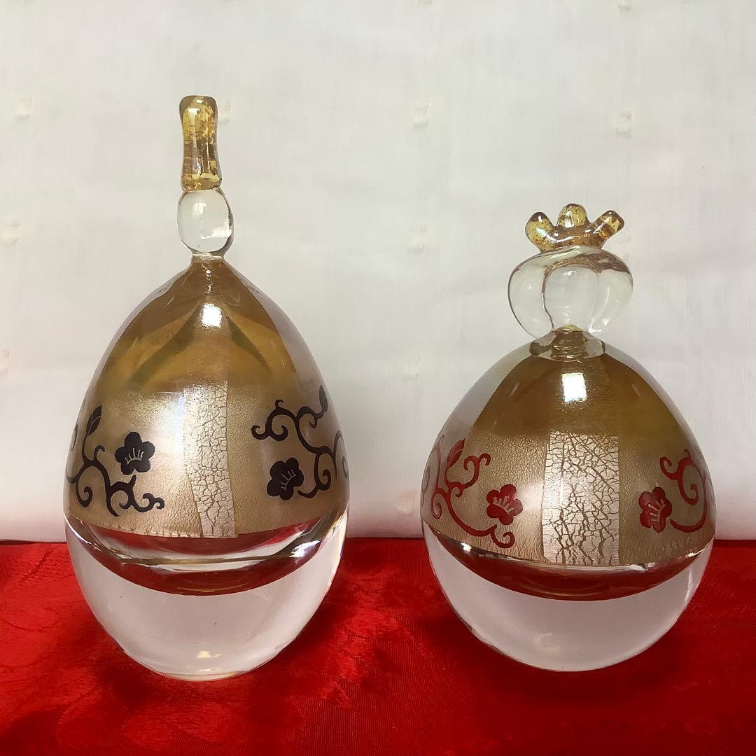ガラス製ひな人形 金色装飾　小幡祐嗣作