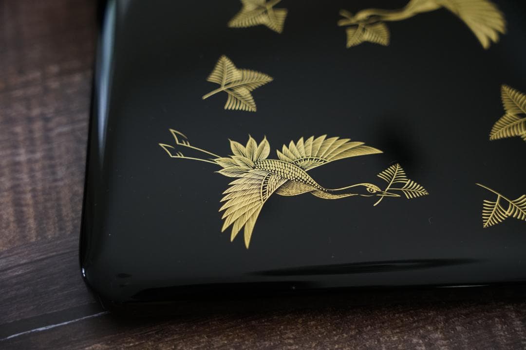 輪島の名店　五島屋漆器　三段重箱　松喰鶴