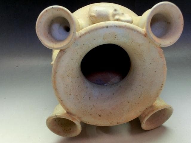 壷●唐物白釉珍獣多口瓶 古い花器 花生け 壺 古玩 中国 時代物 骨董品 希少■