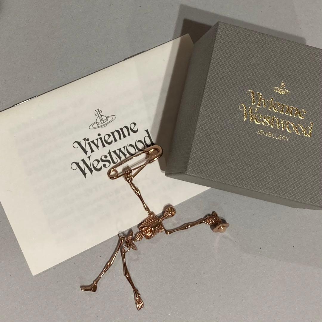 証明書有・正規品　ヴィヴィアンウエストウッド　スケルトンブローチ　ピンクゴールド