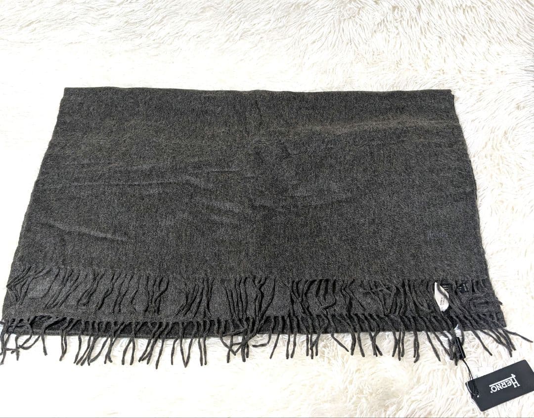 未使用　ヘルノ　HERNO　カシミヤ　100％　大判　マフラー　ストール　グレー