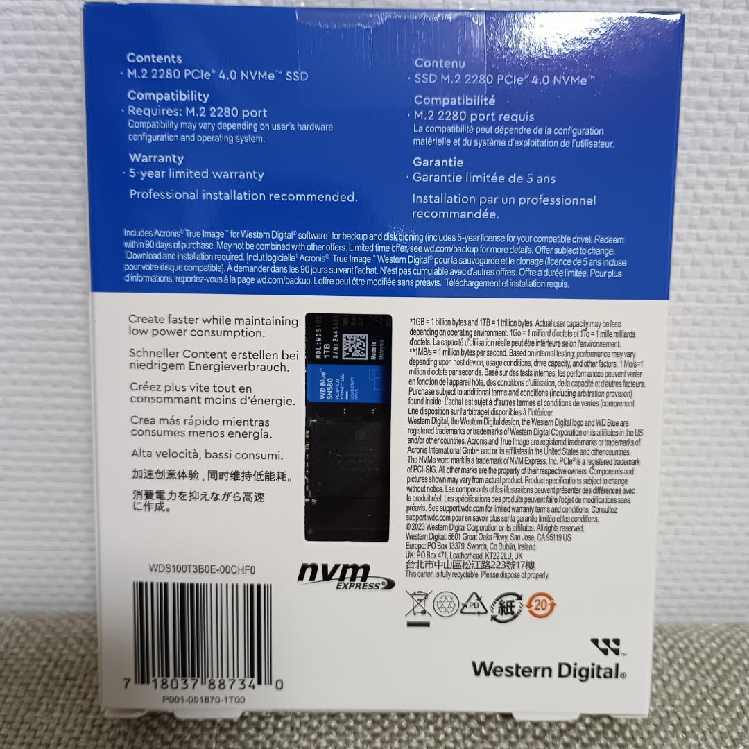 【新品・未開封】WD Blue SN580 1TB NVMe SSD