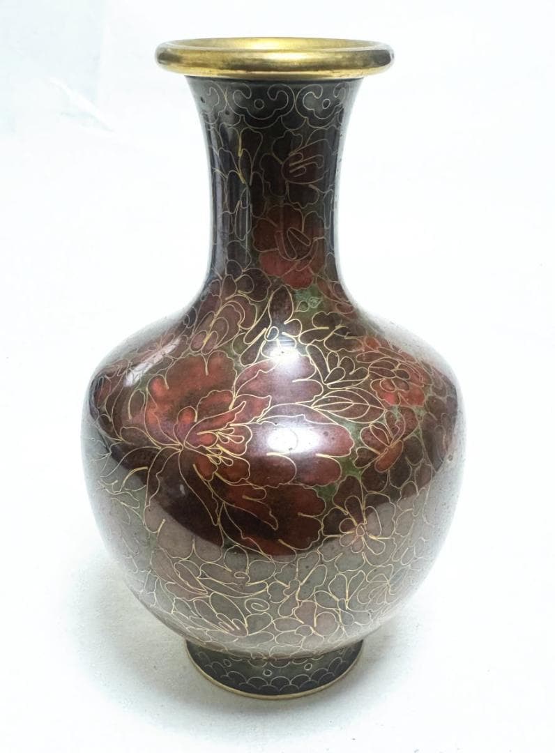 琺琅彩 七宝花紋瓶 七宝焼 一輪生 銅製 時代物 唐物 骨董 WWST019