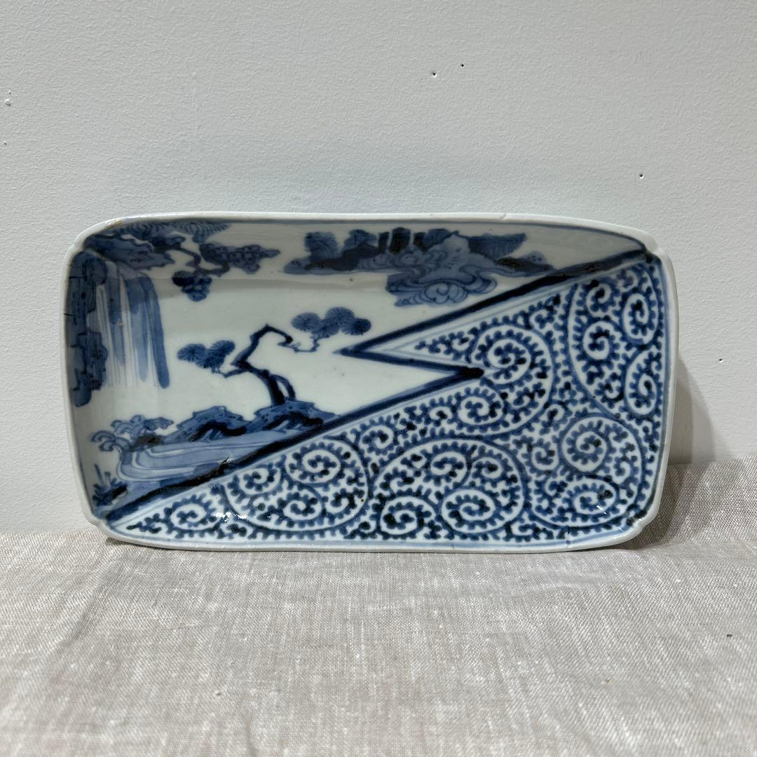 元禄時代　古伊万里　角皿　富貴長春5枚セット　完品