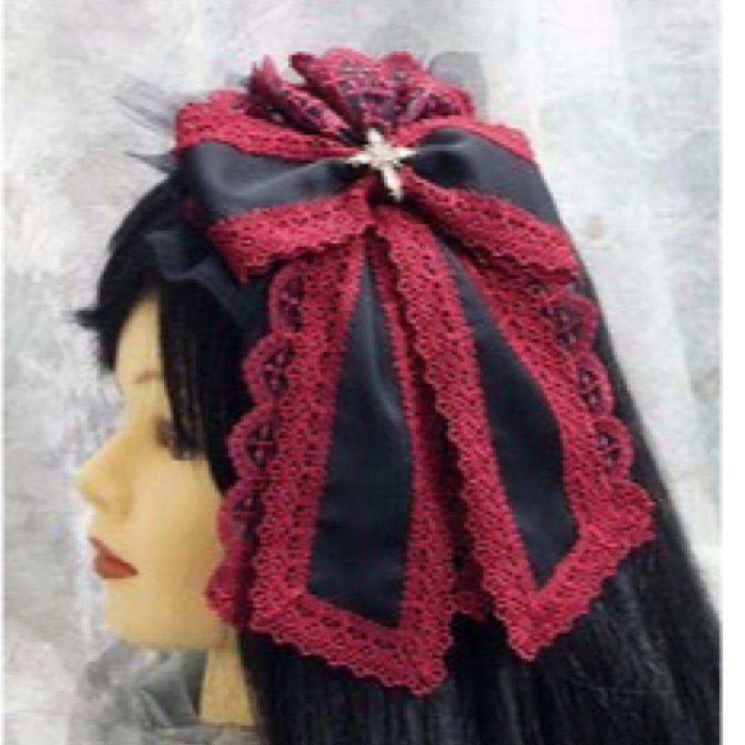 Moi-meme-Moitie リボンレースカチューシャ /ヘッドドレス 赤