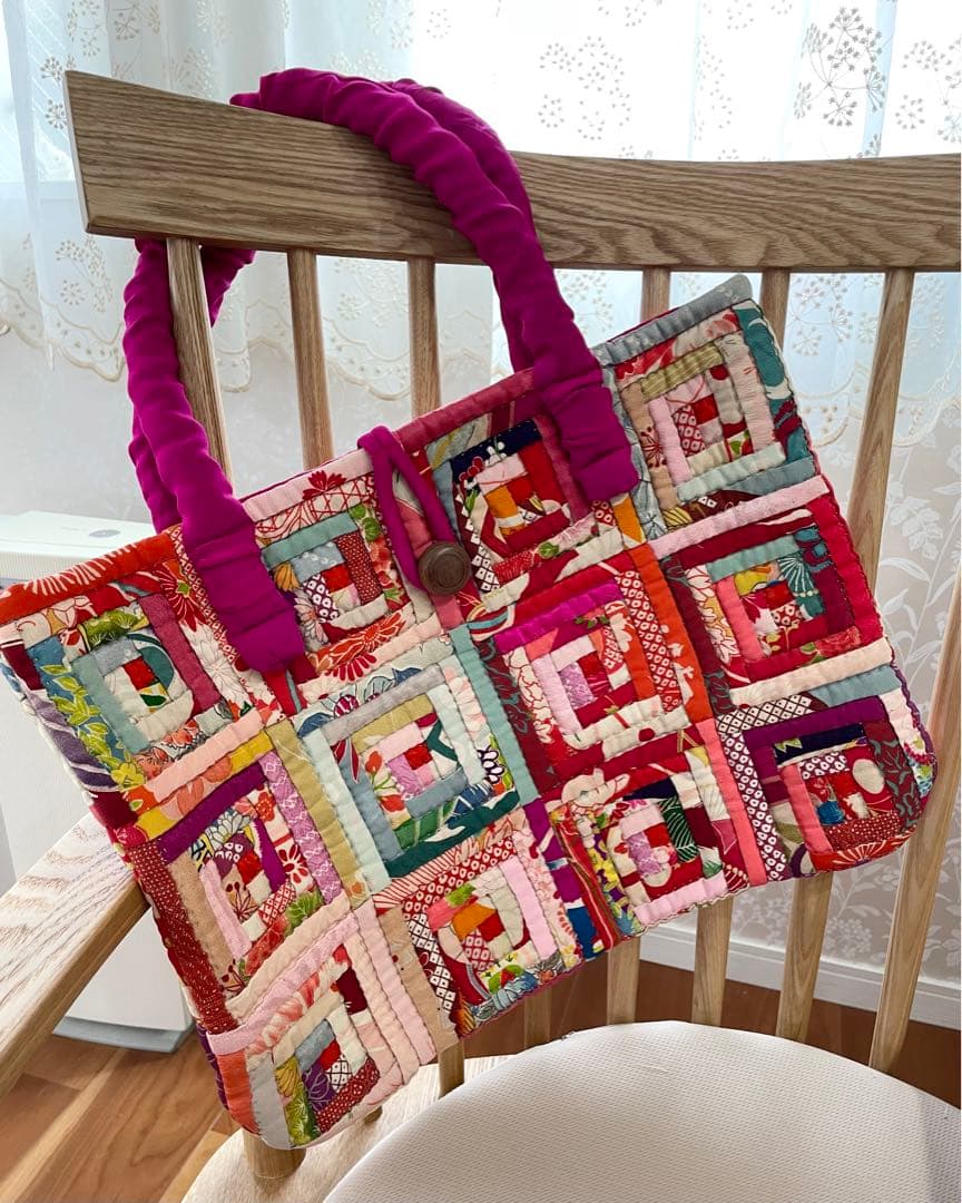 ちちんぷいぷい　京都 正絹 手縫いパッチワークバッグ
