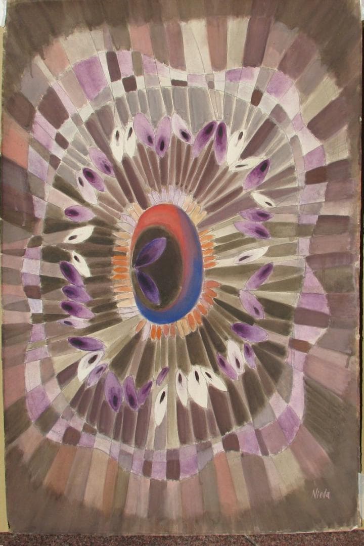 仁戸田秀吉「花」40号大,水彩,水彩界の前衛的静物作家,茨城県近代美術館収蔵