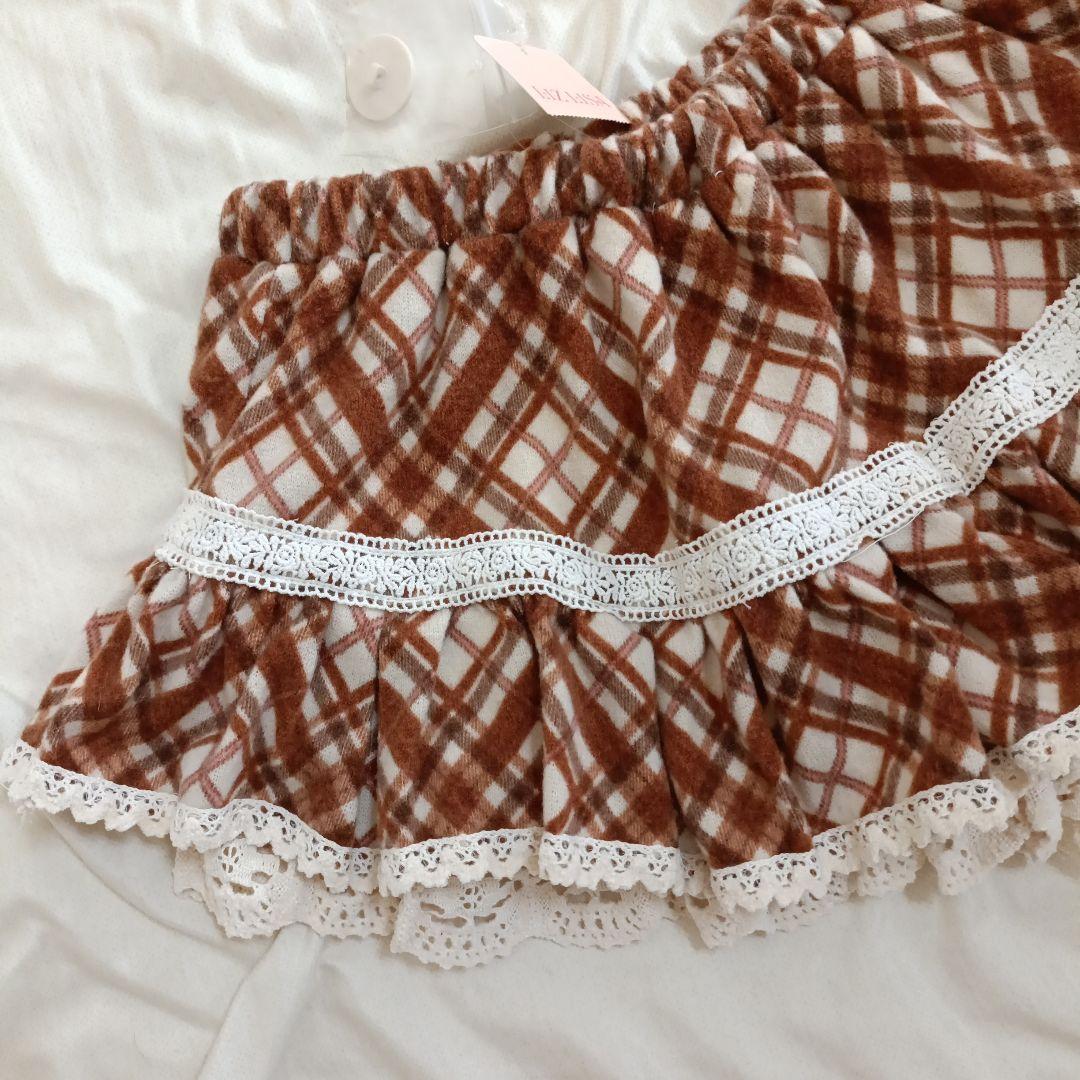 【タグ付き】LIZ LISA　00S希少　起毛チェックコットンレース　スカパン