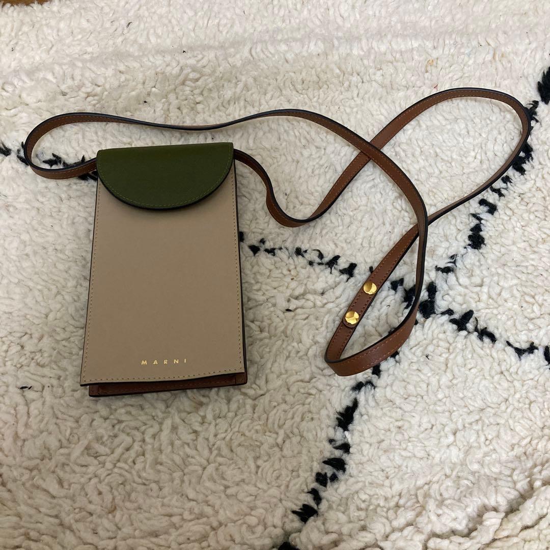 MARNI レザーショルダーバッグ ベージュ グリーン