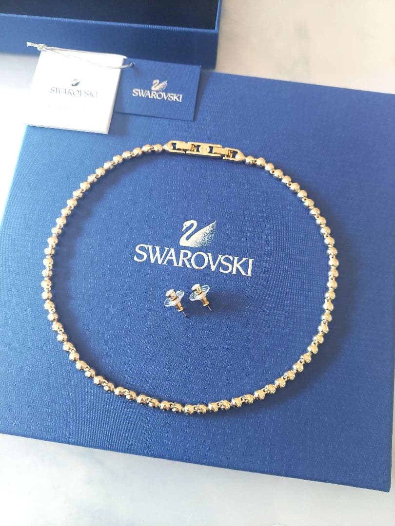 新品SWAROVSKI Tennis ネックレス ピアス セット スワロフスキー