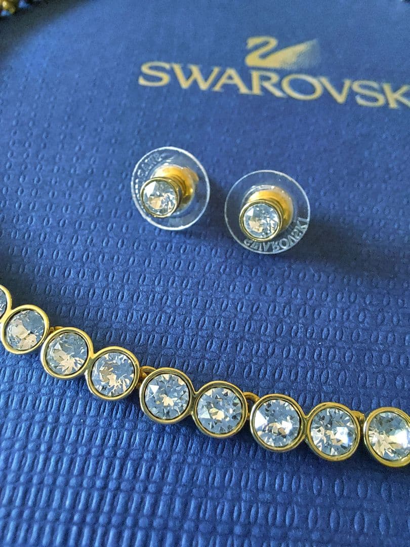 新品SWAROVSKI Tennis ネックレス ピアス セット スワロフスキー