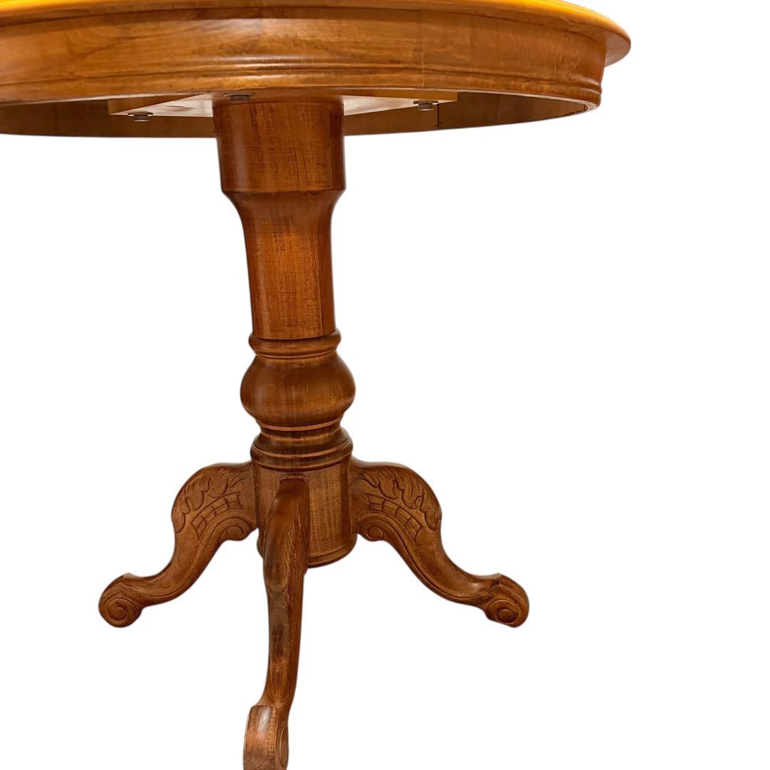 高級 イタリア アンティーク 家具 象嵌 テーブル ラウンジ 丸 80cm猫脚